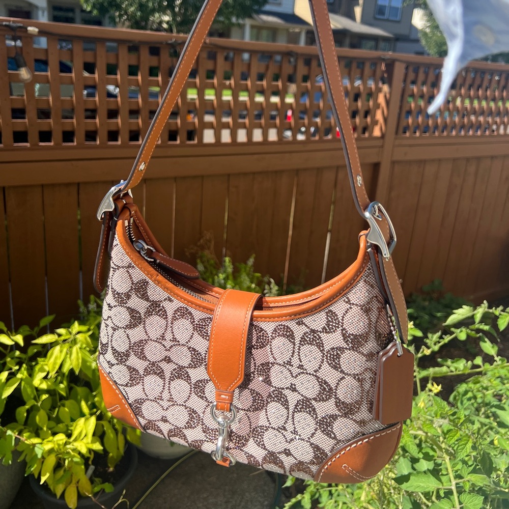 Coach Crystal Brown and Tan Shoulder Bag